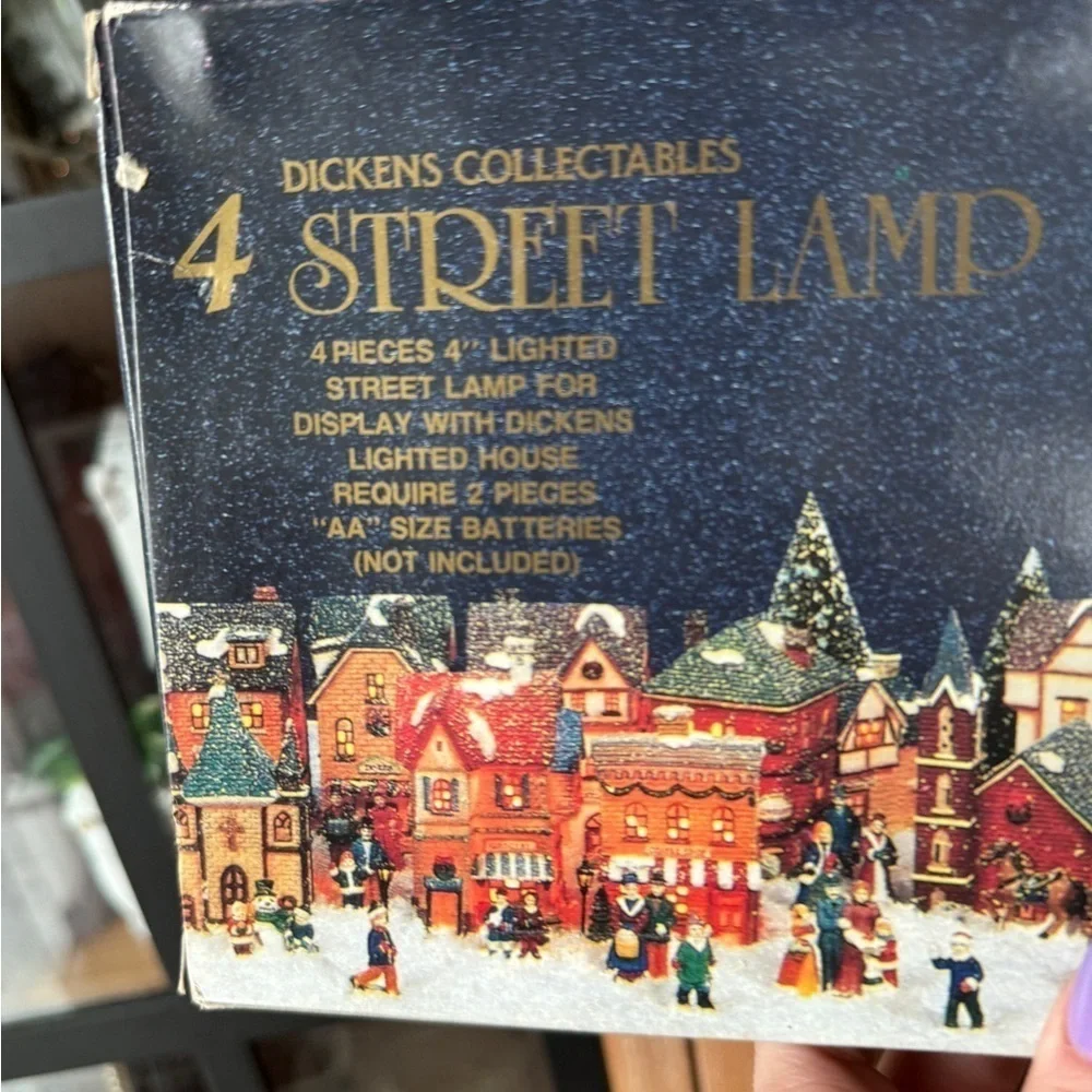 Vintage holiday Christmas Village miniature street lamps NEW battery operated
